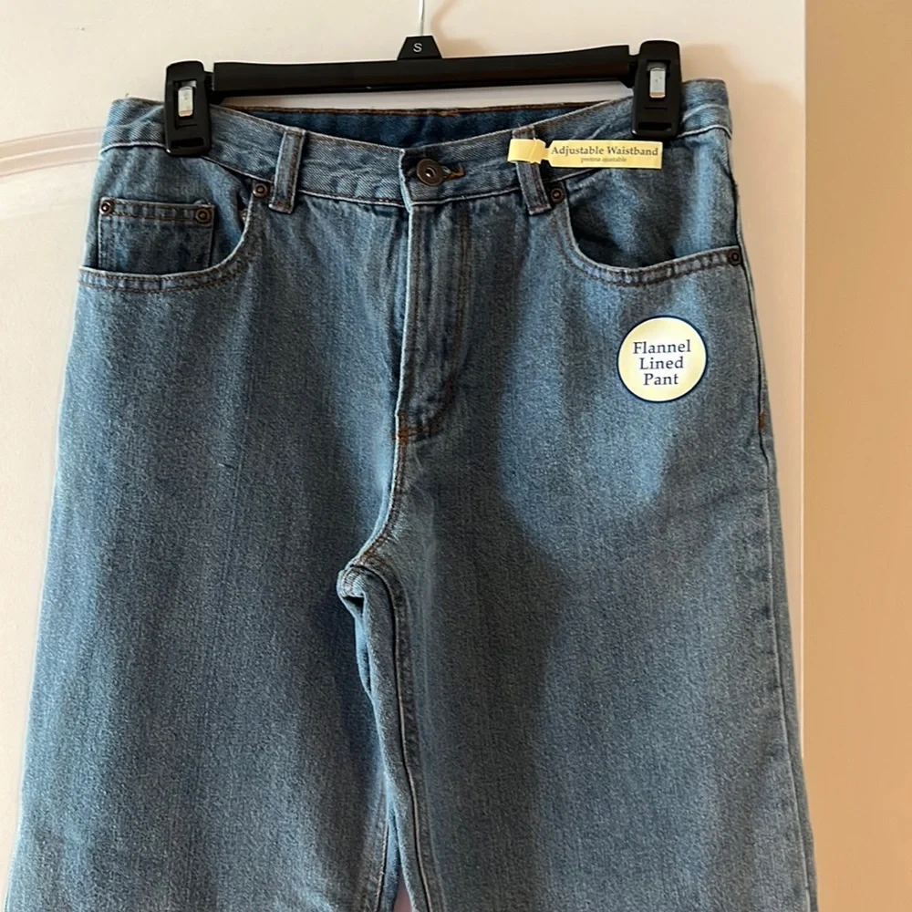 NWT Faded Glory Boys Size 16 Flannel Lined Jeans Blue Denim Plaid Lining